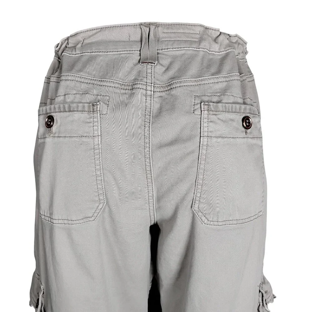 Anthro Pilcro Wide Legs Cargo Pants Size 32 P Waist Hems Drawstring Multi Pocket - Picture 8 of 16